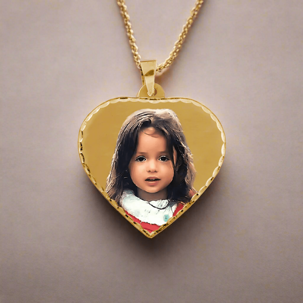 Personalized 9ct Gold or Sterling Silver Heart Photo Pendant, custom with your favorite photo.