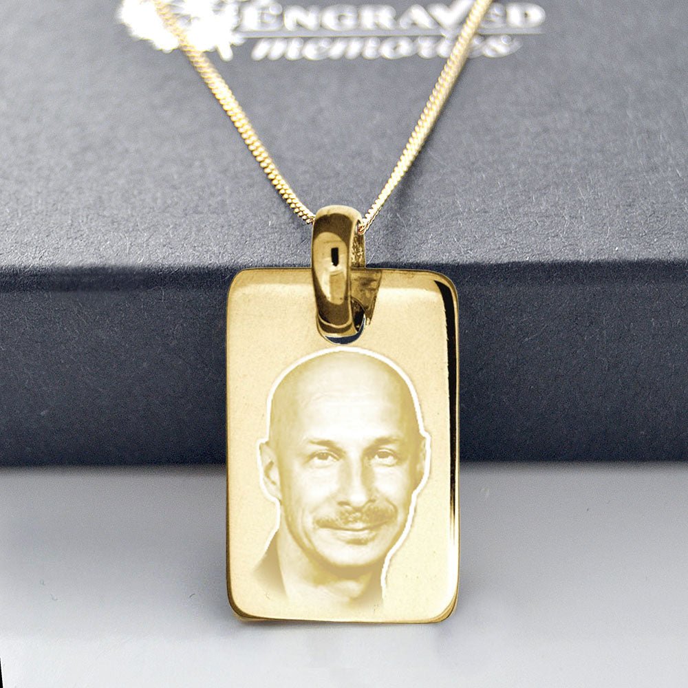 Gold Necklace Face Engraved On Pendant Personalised Gold Photo