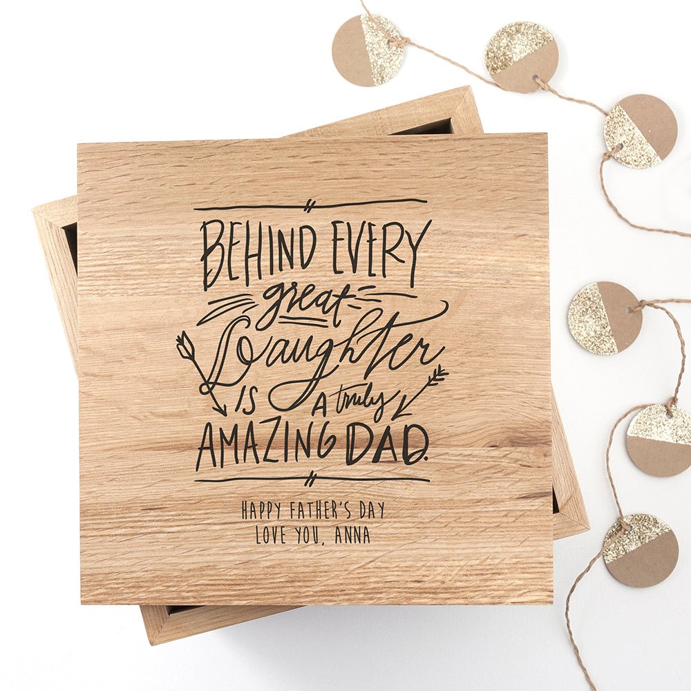Personalised A Truly Amazing Dad Oak Photo Keepsake Box - Engraved Memories