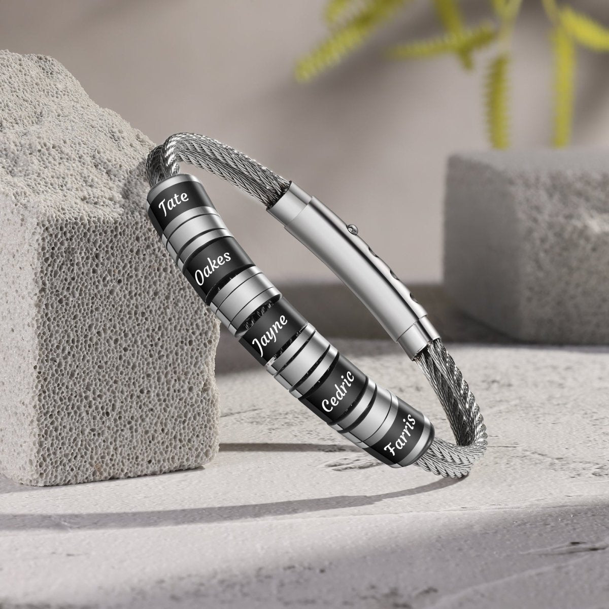 Personalised Cable Bracelet Adjustable Stainless Steel Cmoffer