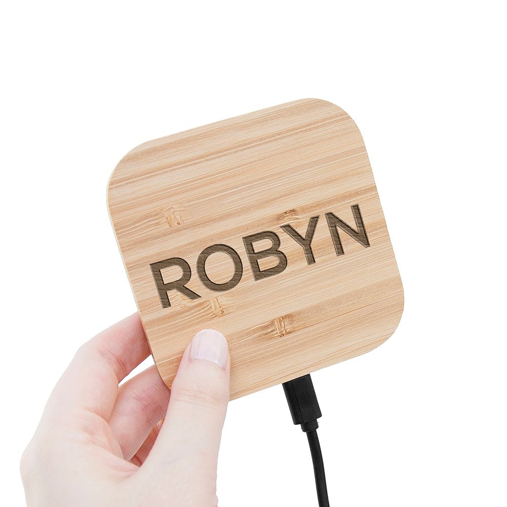 Personalised Bamboo Wireless Charger Pad - Engraved Memories