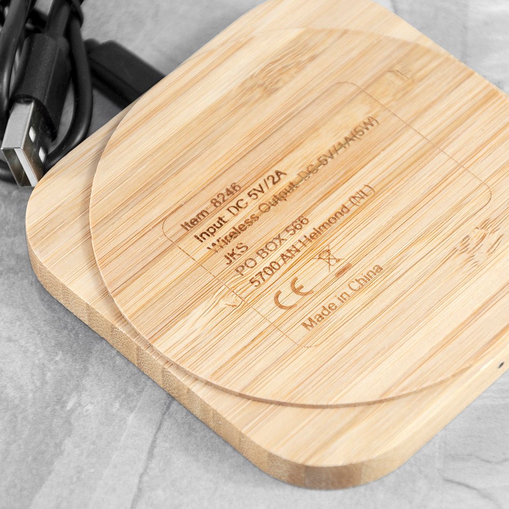 Personalised Bamboo Wireless Charger Pad - Engraved Memories