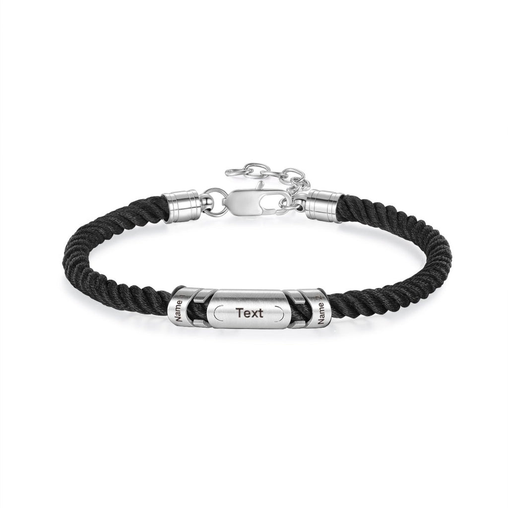 Black personalized men’s bracelet, 14.8g, 240mm, perfect everyday wear