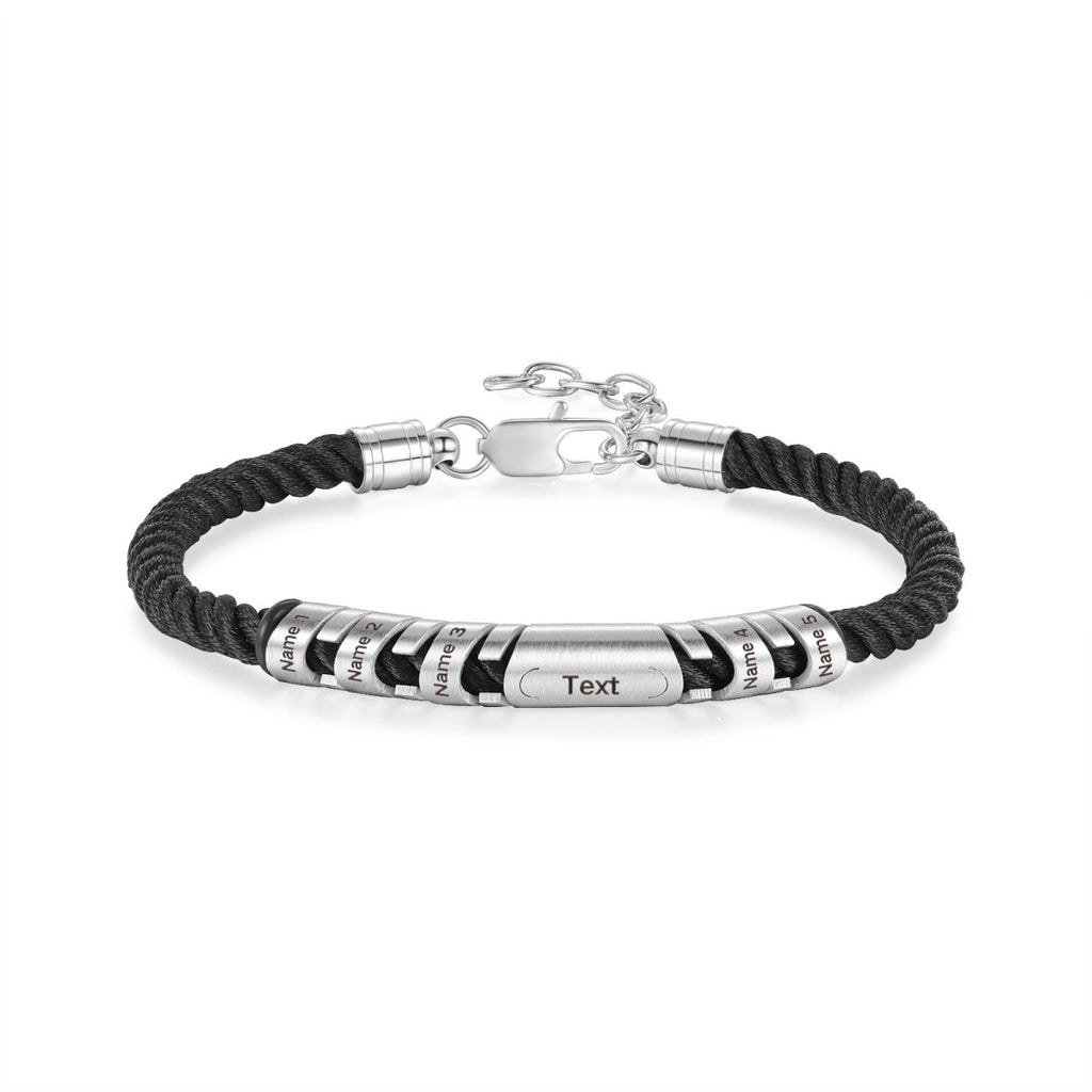 Modern men’s bracelet in black, 240mm, stainless steel with personalization