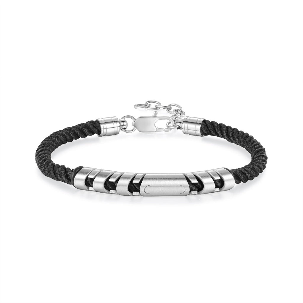 Black stainless steel bracelet for men, 240×1×1mm, perfect custom gift