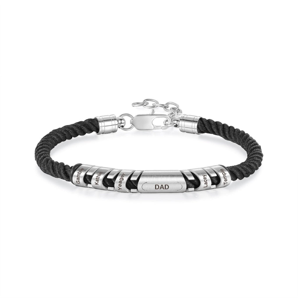 Custom name black bracelet for him, 240×1×1mm, bold and minimalist