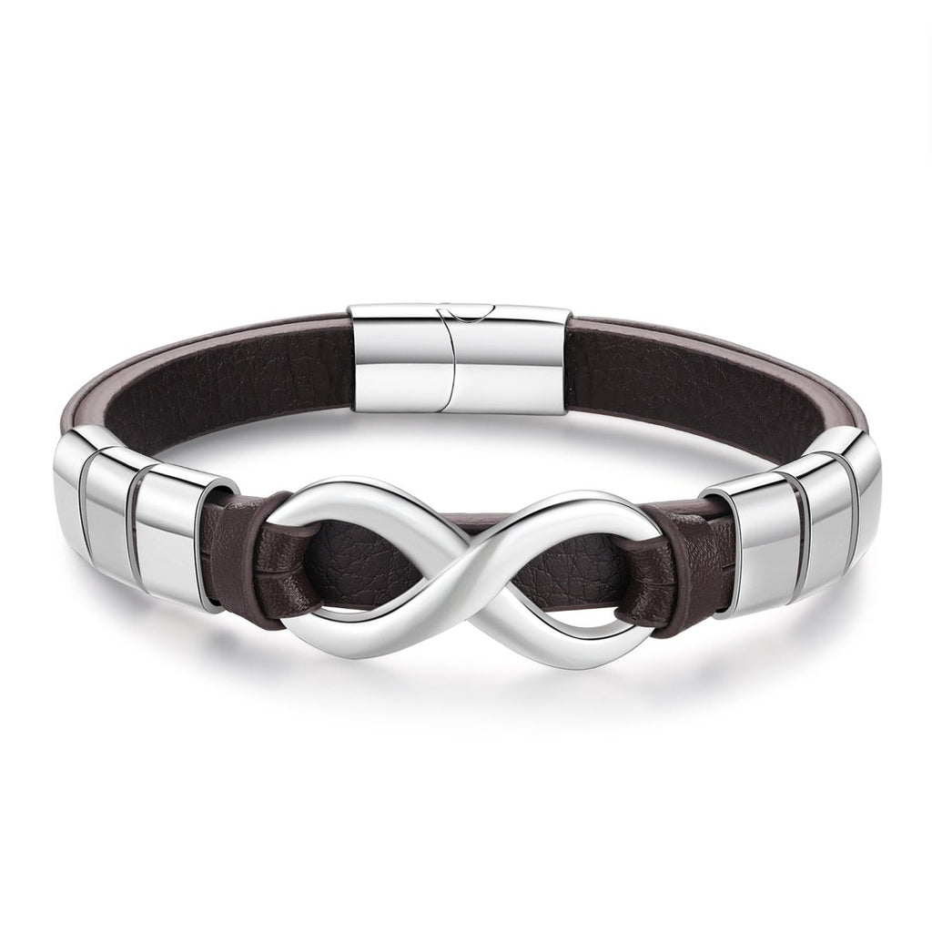 Black or brown bracelet for men, 215×1×1mm, custom engraved gift with meaning