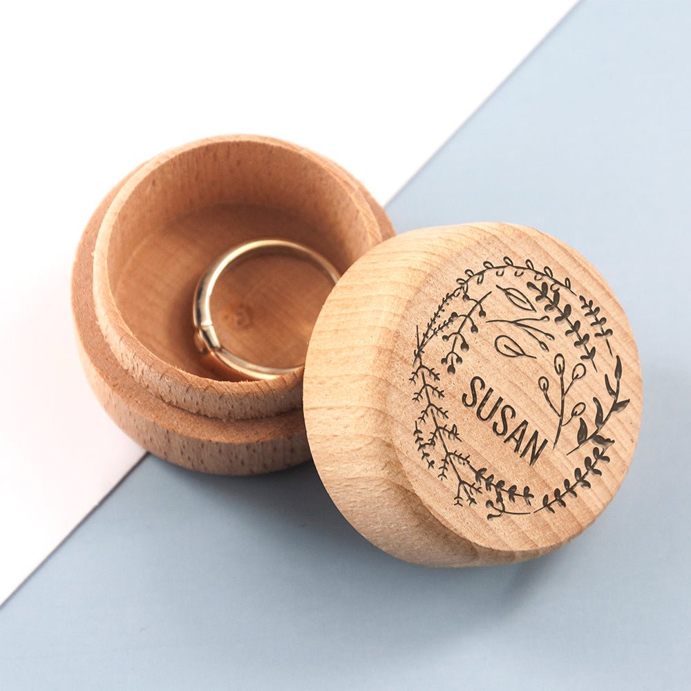 Wooden engagement ring box, 4cm, personalised keepsake for proposal