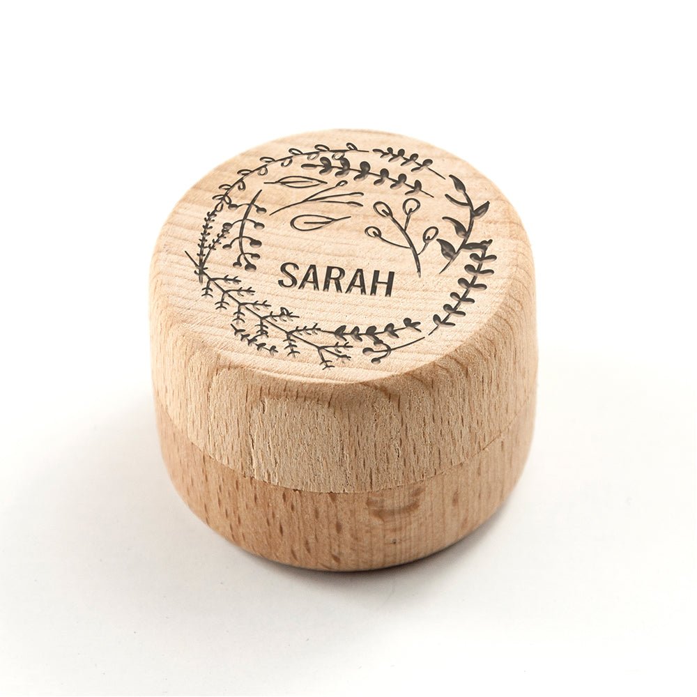 Custom engraved ring box, 4×4×3cm, sustainable wood for wedding or engagement