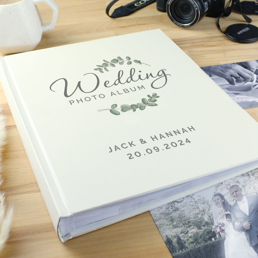 Personalised Botanical Traditional Wedding Photo Album - Engraved Memories