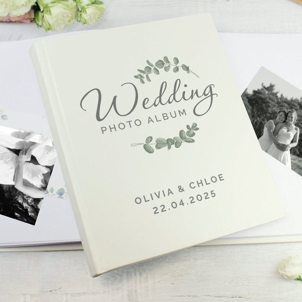 Personalised Botanical Traditional Wedding Photo Album - Engraved Memories