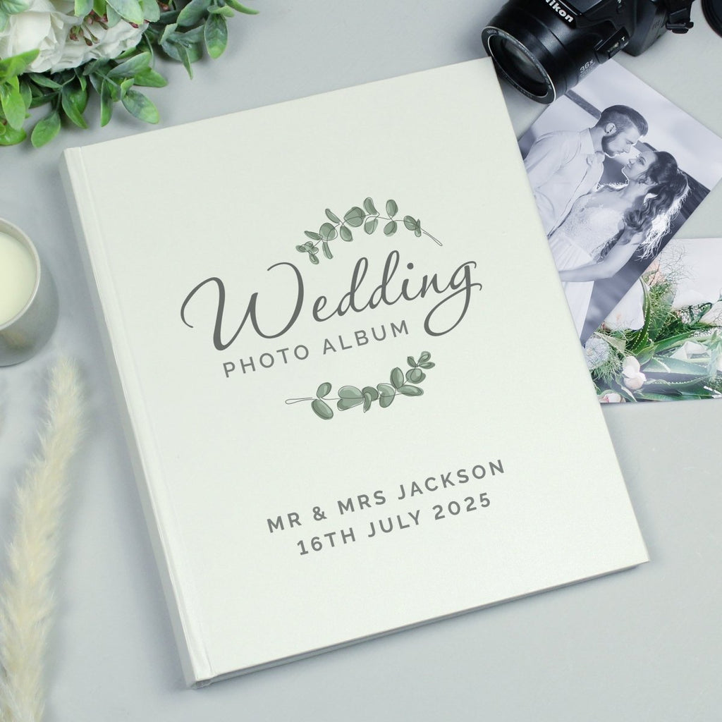 Personalised Botanical Traditional Wedding Photo Album - Engraved Memories