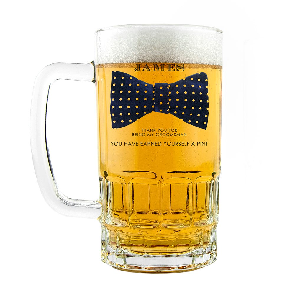 Bowtie design personalised tankard for best man