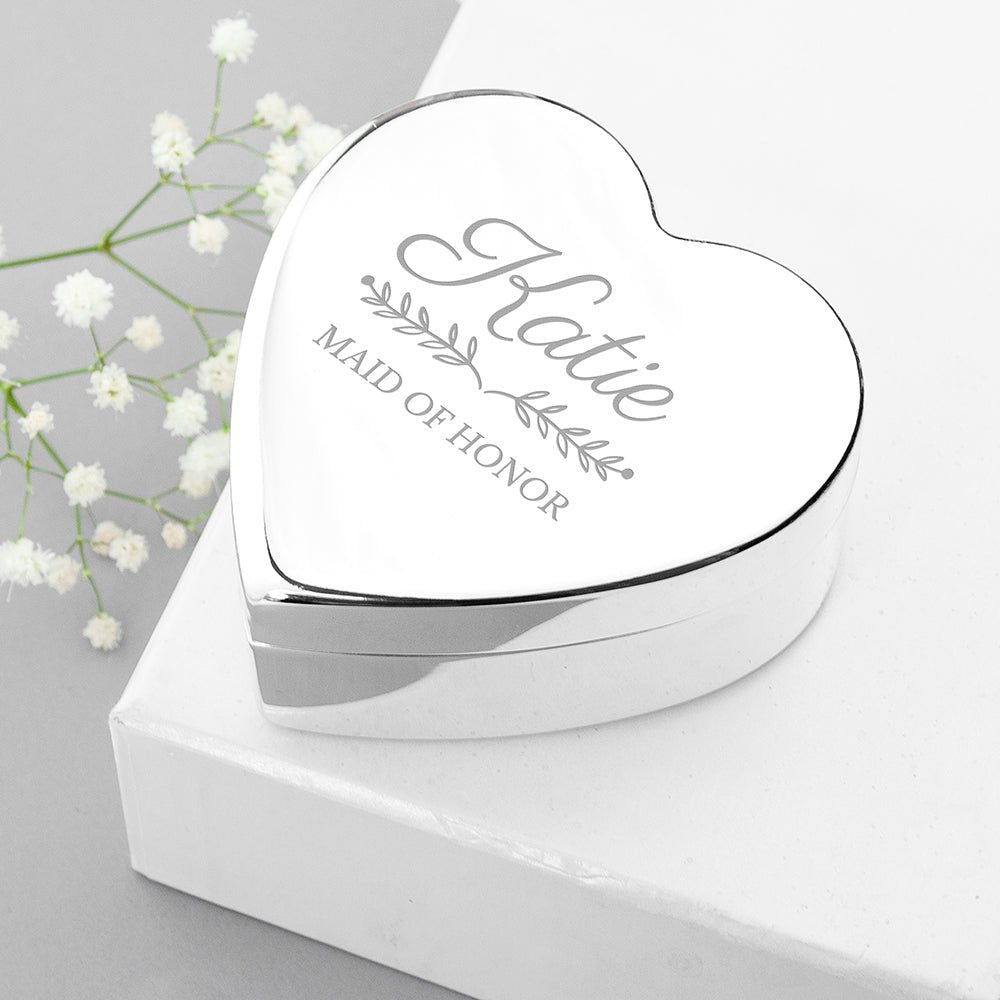 Bridesmaid gift jewellery box with custom name