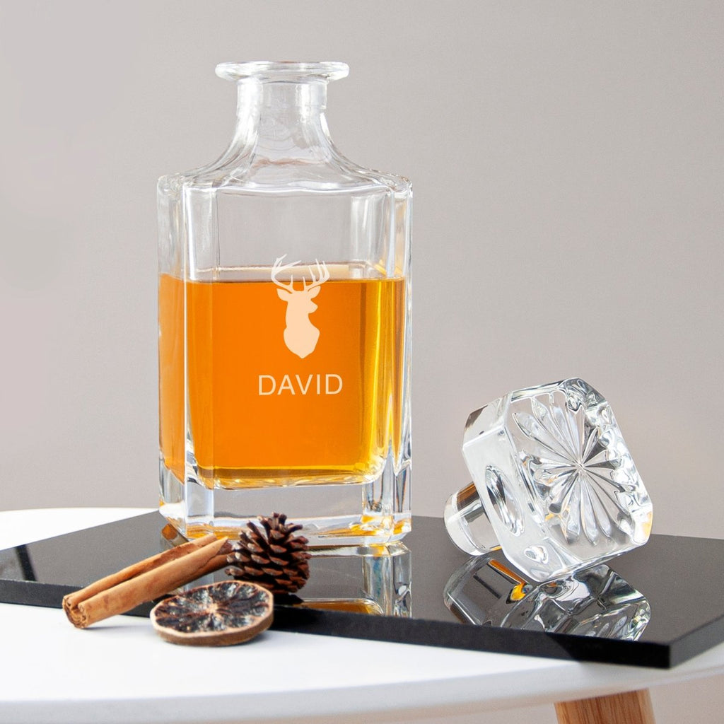 Personalised Classic Stag Square Decanter - Engraved Memories