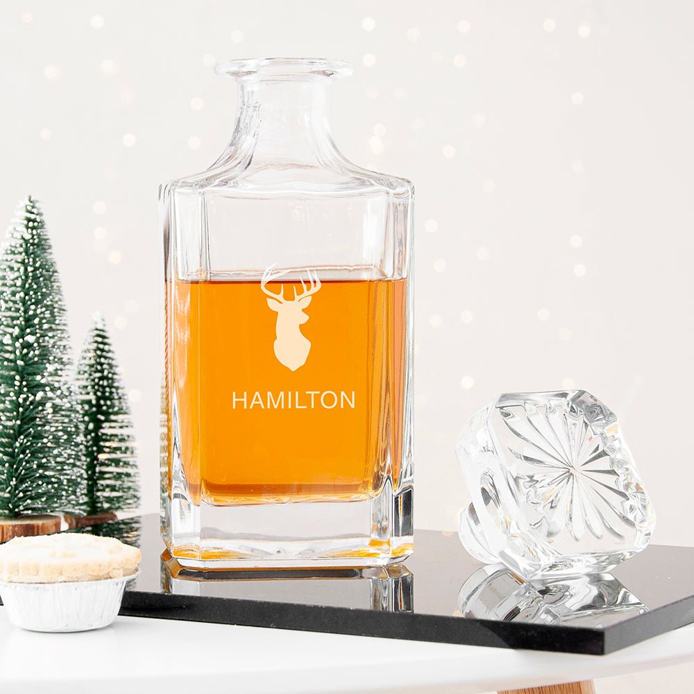 Personalised Classic Stag Square Decanter - Engraved Memories