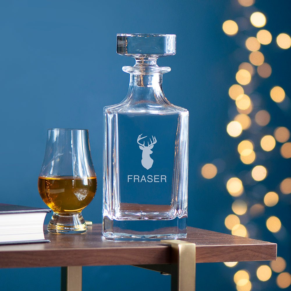 Personalised Classic Stag Square Decanter - Engraved Memories