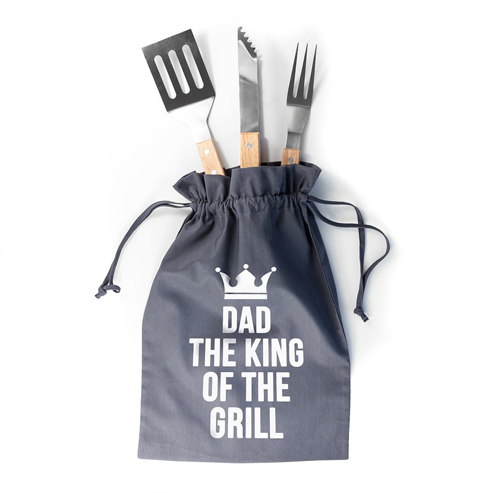 Personalised Dad is King Of The Grill BBQ Tools Set - Engraved Memories