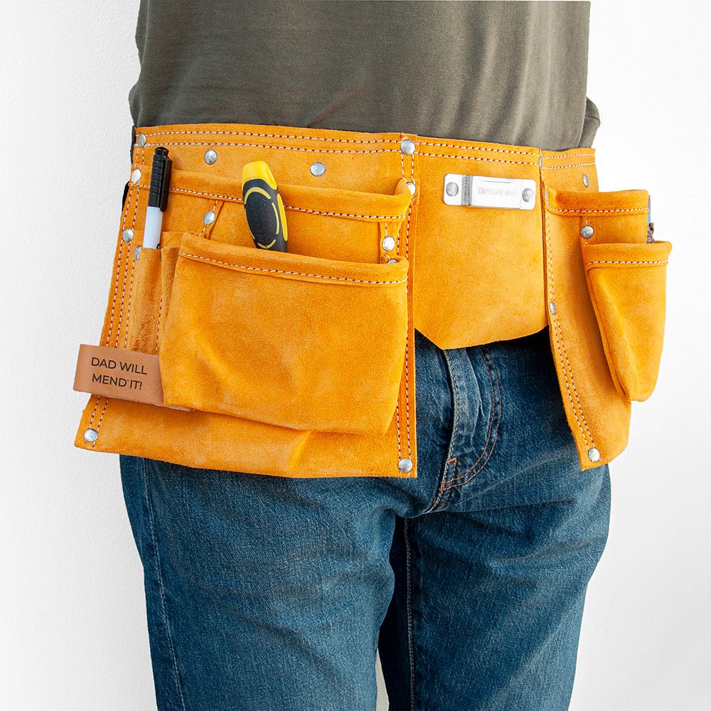 Personalised Dad's 11-Pocket Leather Tool Belt - Engraved Memories