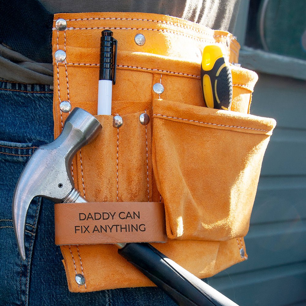 Personalised Dad's 11-Pocket Leather Tool Belt - Engraved Memories