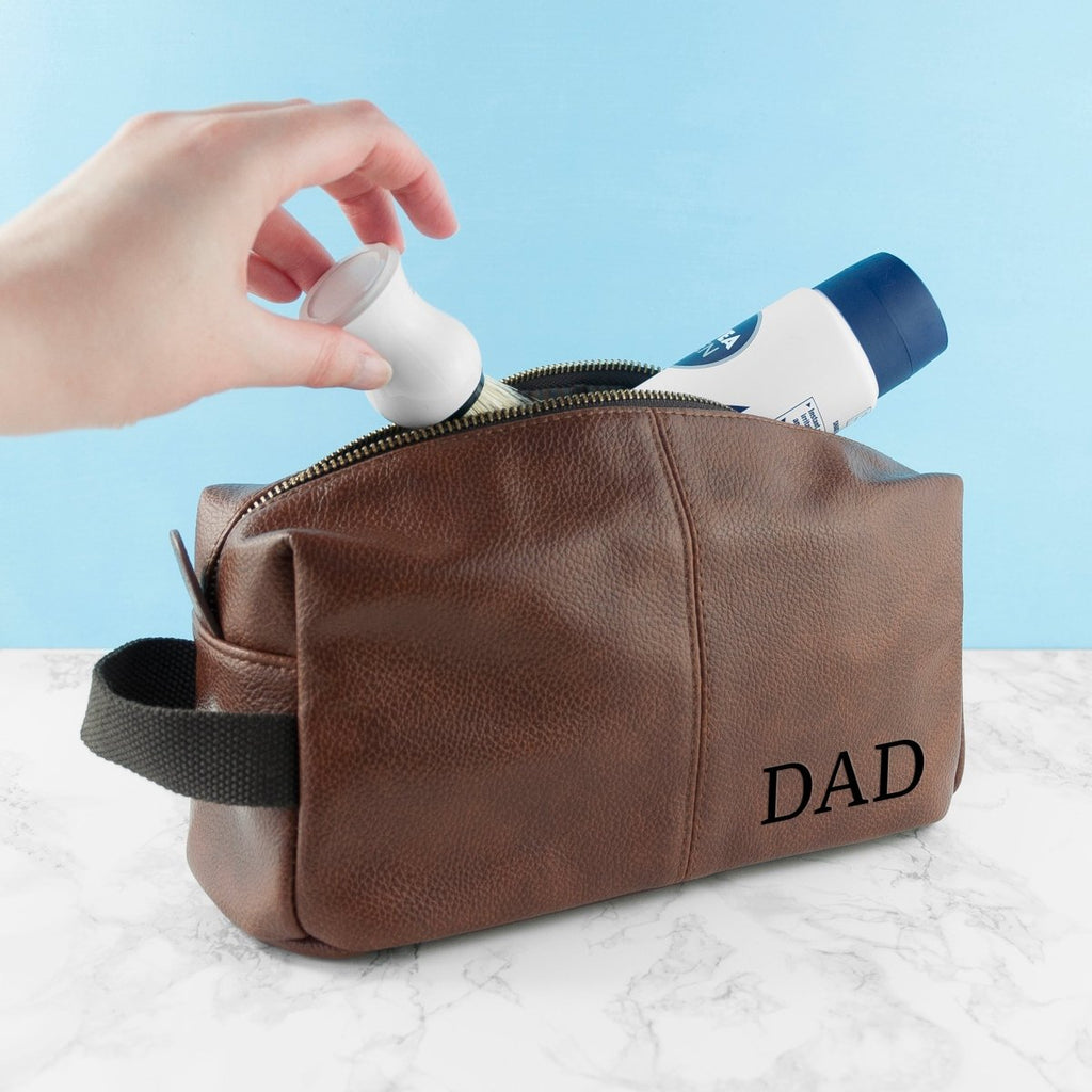 Personalised Dad's Vintage Style Wash Bag - Engraved Memories