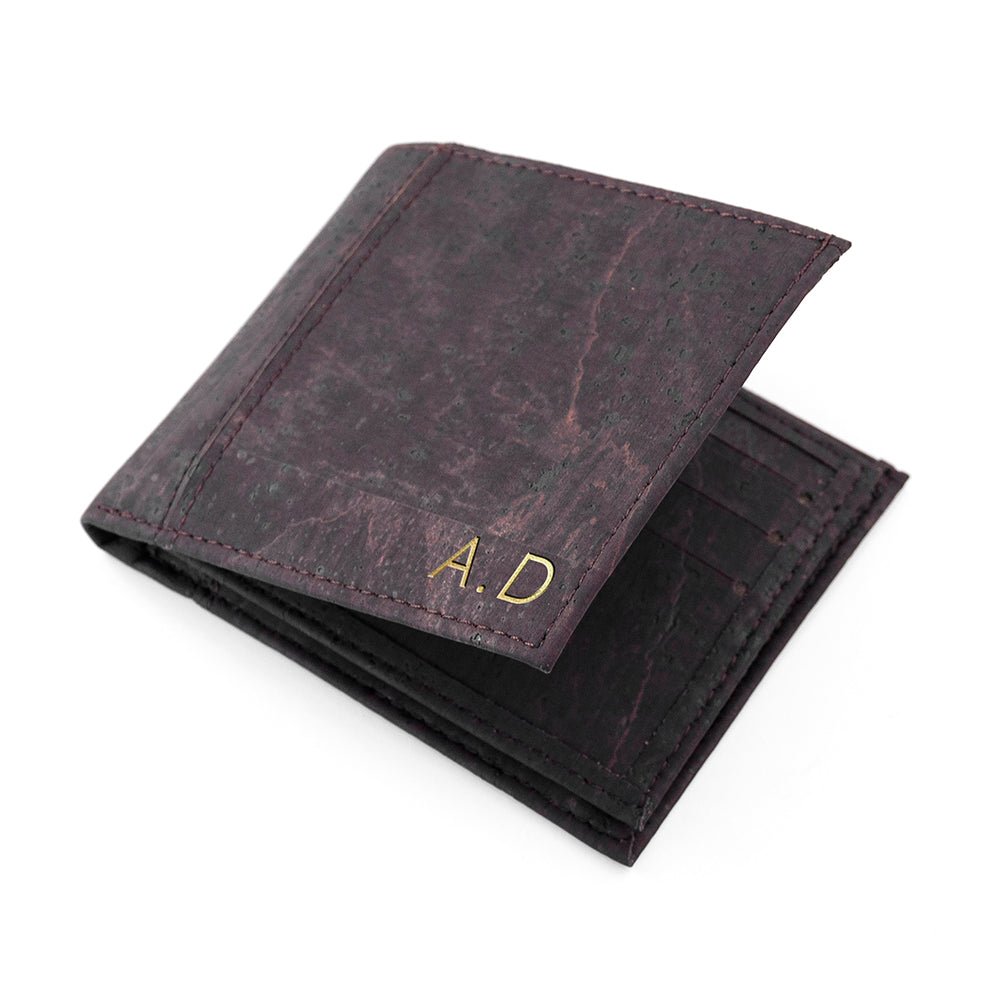 Personalised Dark Brown Vegan Leather Cork Wallet - Engraved Memories
