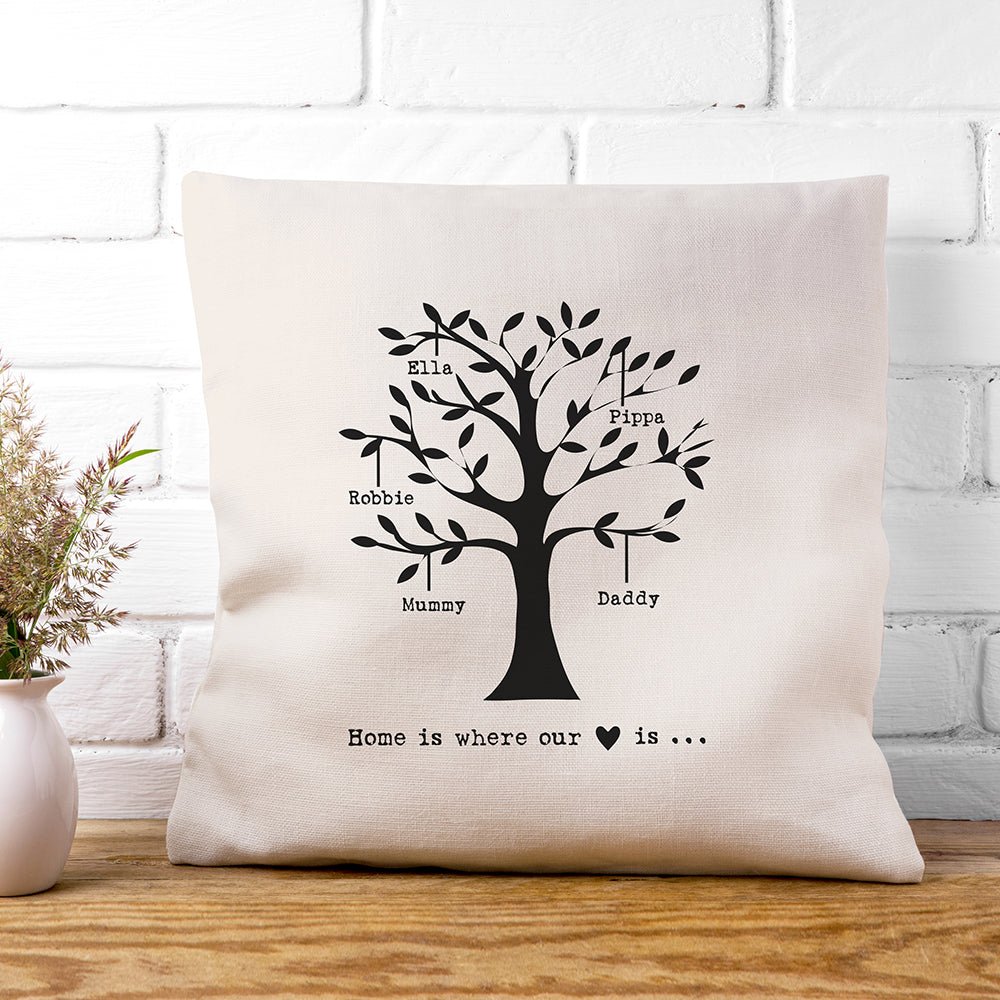 Personalised Family Tree Cushion Cover - Engraved Memories