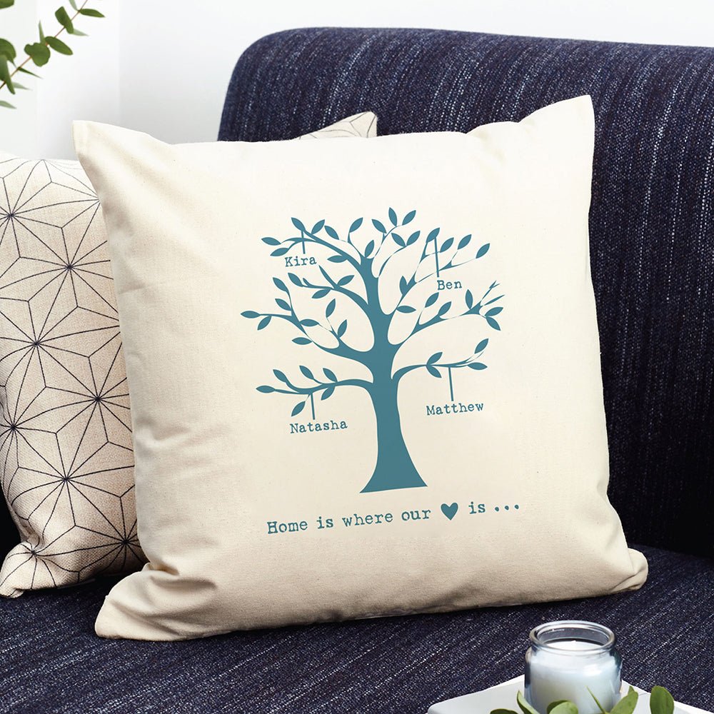 Personalised Family Tree Cushion Cover - Engraved Memories