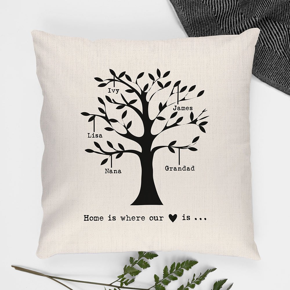 Personalised Family Tree Cushion Cover - Engraved Memories