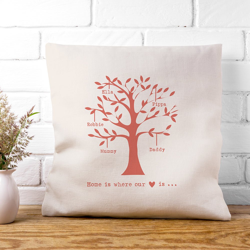 Personalised Family Tree Cushion Cover - Engraved Memories