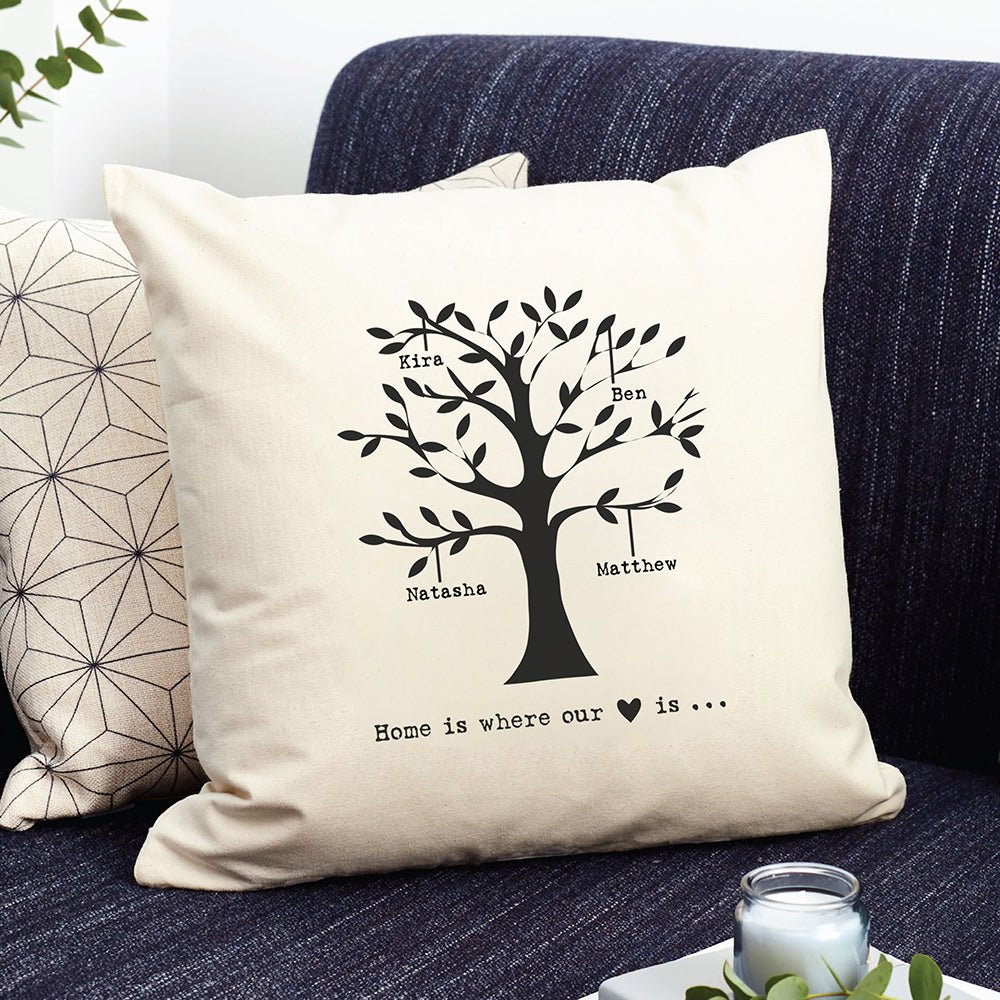 Personalised Family Tree Cushion Cover - Engraved Memories