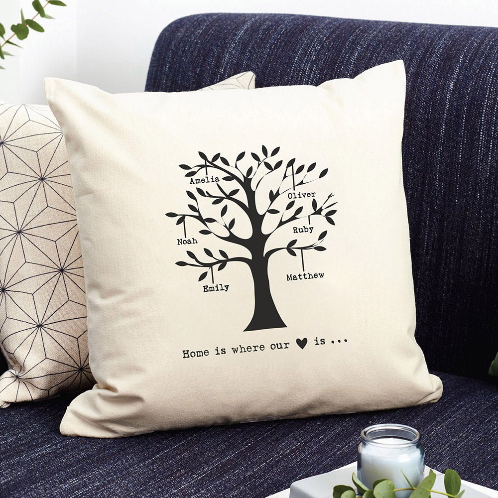 Personalised Family Tree Cushion Cover - Engraved Memories