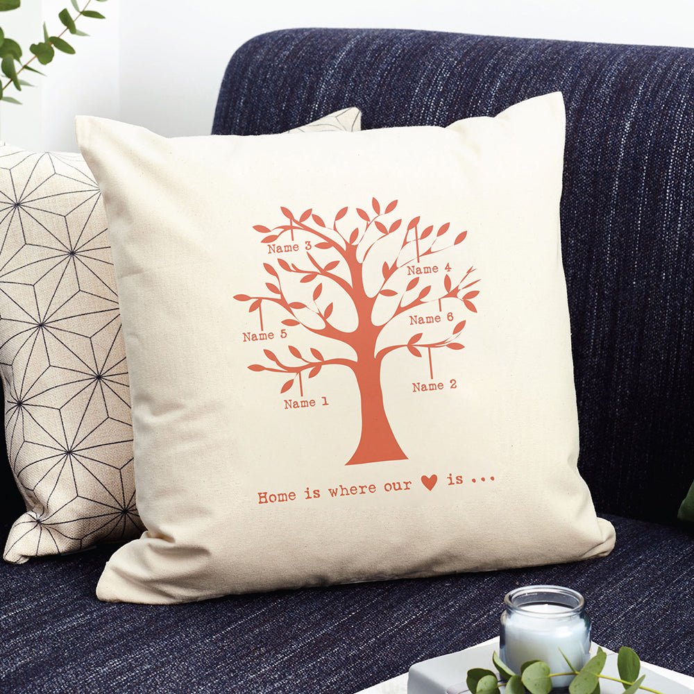 Personalised Family Tree Cushion Cover - Engraved Memories