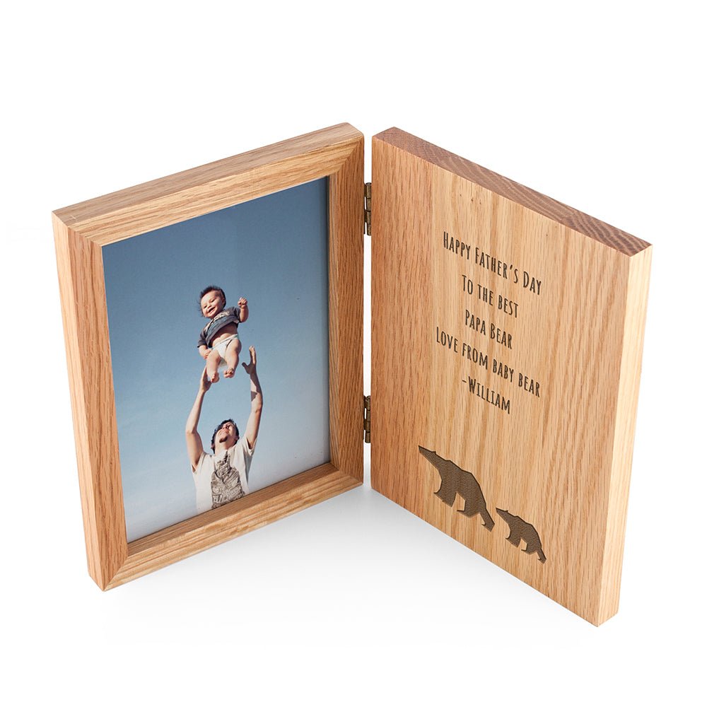 Personalised Father's Day Bear Book Photo Frame - Engraved Memories