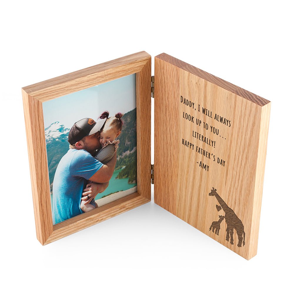 Personalised Father's Day Giraffe Book Photo Frame - Engraved Memories