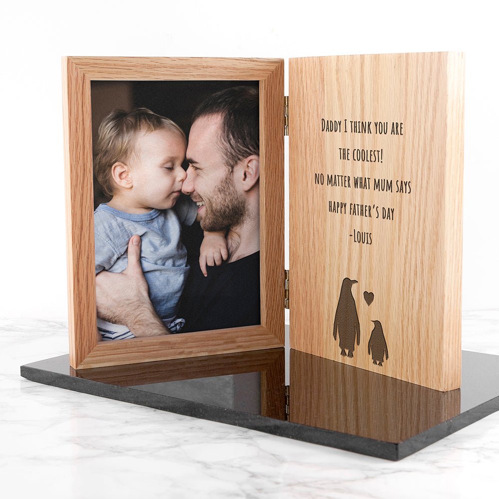 Personalised Father's Day Penguin Book Photo Frame - Engraved Memories