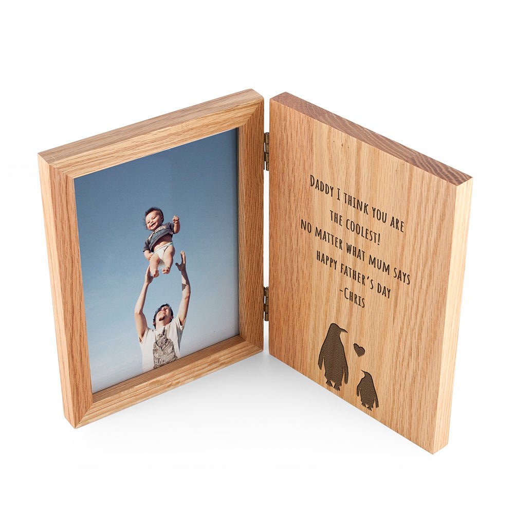 Personalised Father's Day Penguin Book Photo Frame - Engraved Memories