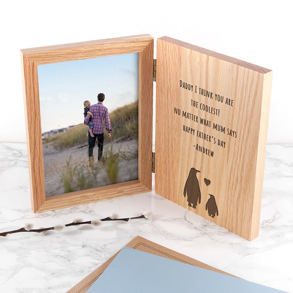 Personalised Father's Day Penguin Book Photo Frame - Engraved Memories