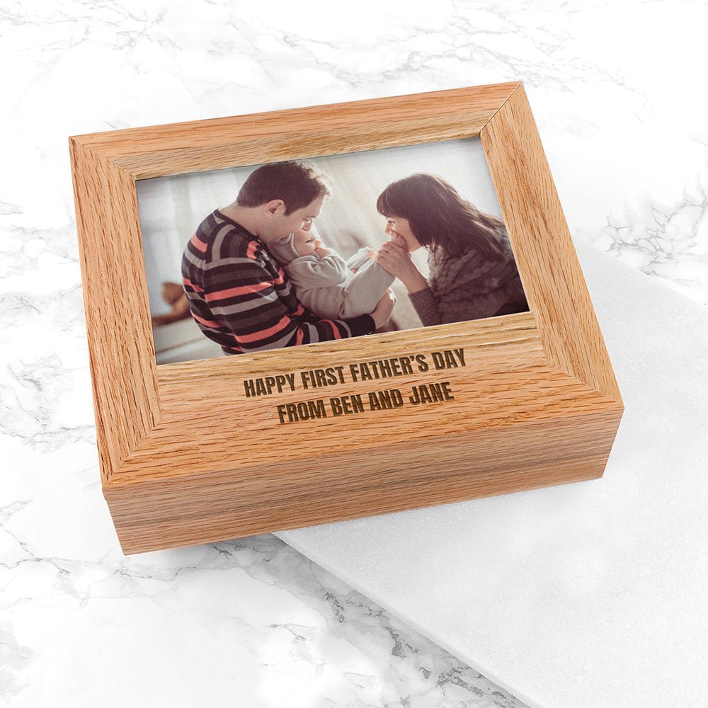 Personalised Father's Photo Keepsake Box - Engraved Memories