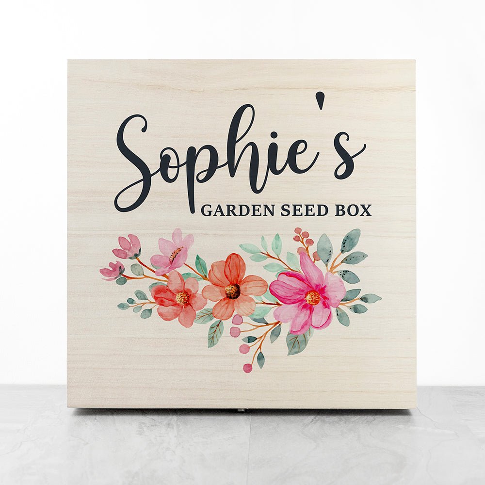 Personalised Flower Garland Gardener's Accessories Box - Engraved Memories