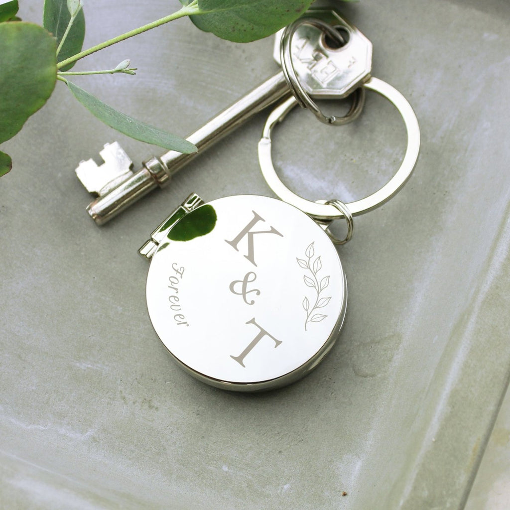 Personalised Foliage Couples Photo Keyring - Engraved Memories
