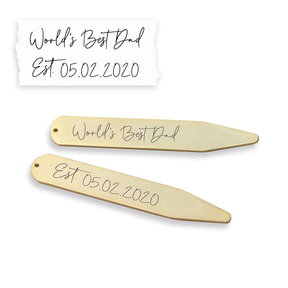 Custom handwriting collar stays for men