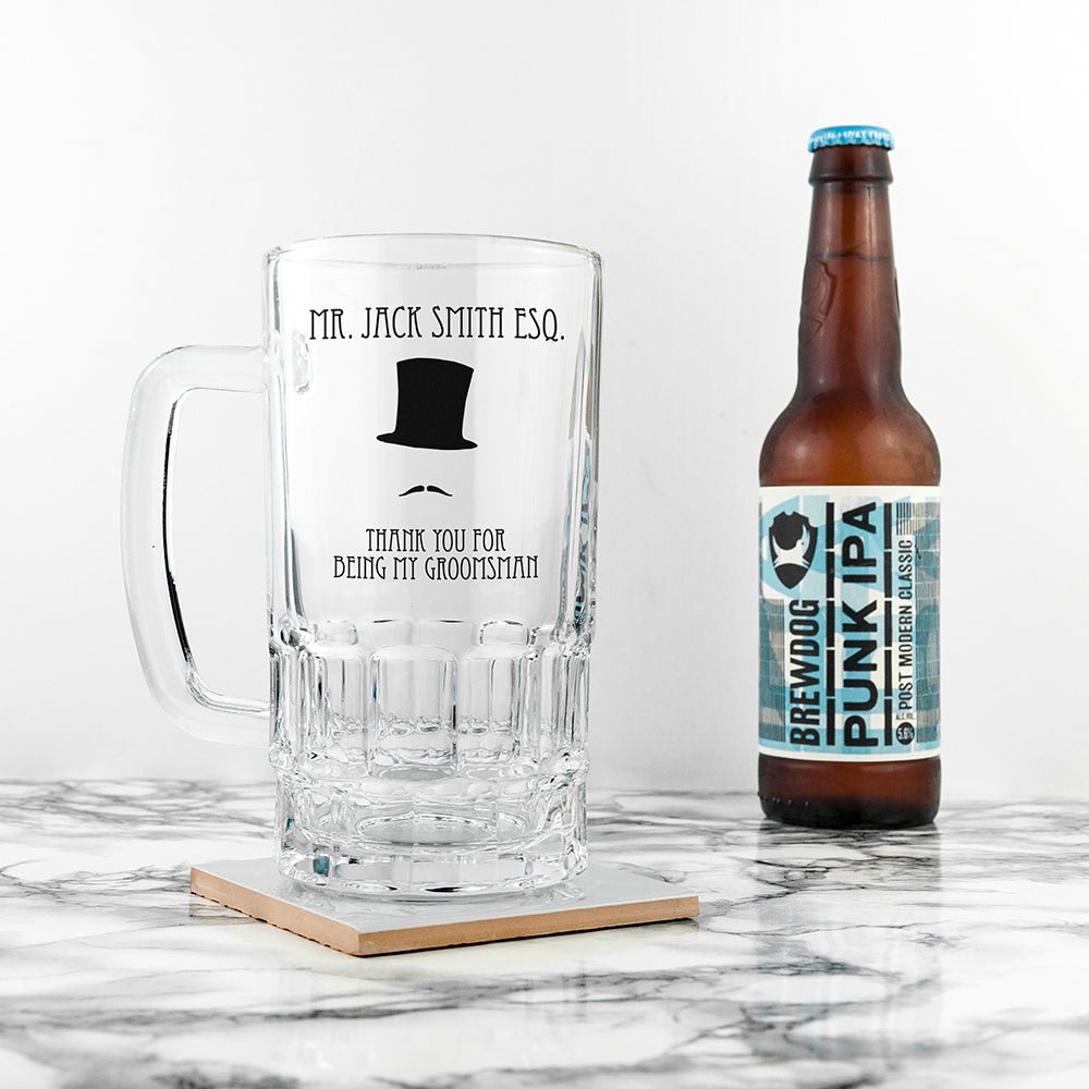 One pint custom tankard for wedding party gift