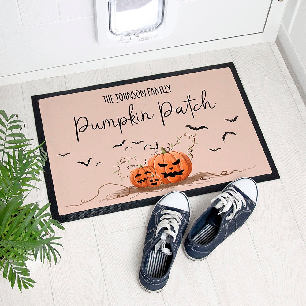 Personalised Halloween Pumpkin Patch Indoor Doormat - Engraved Memories