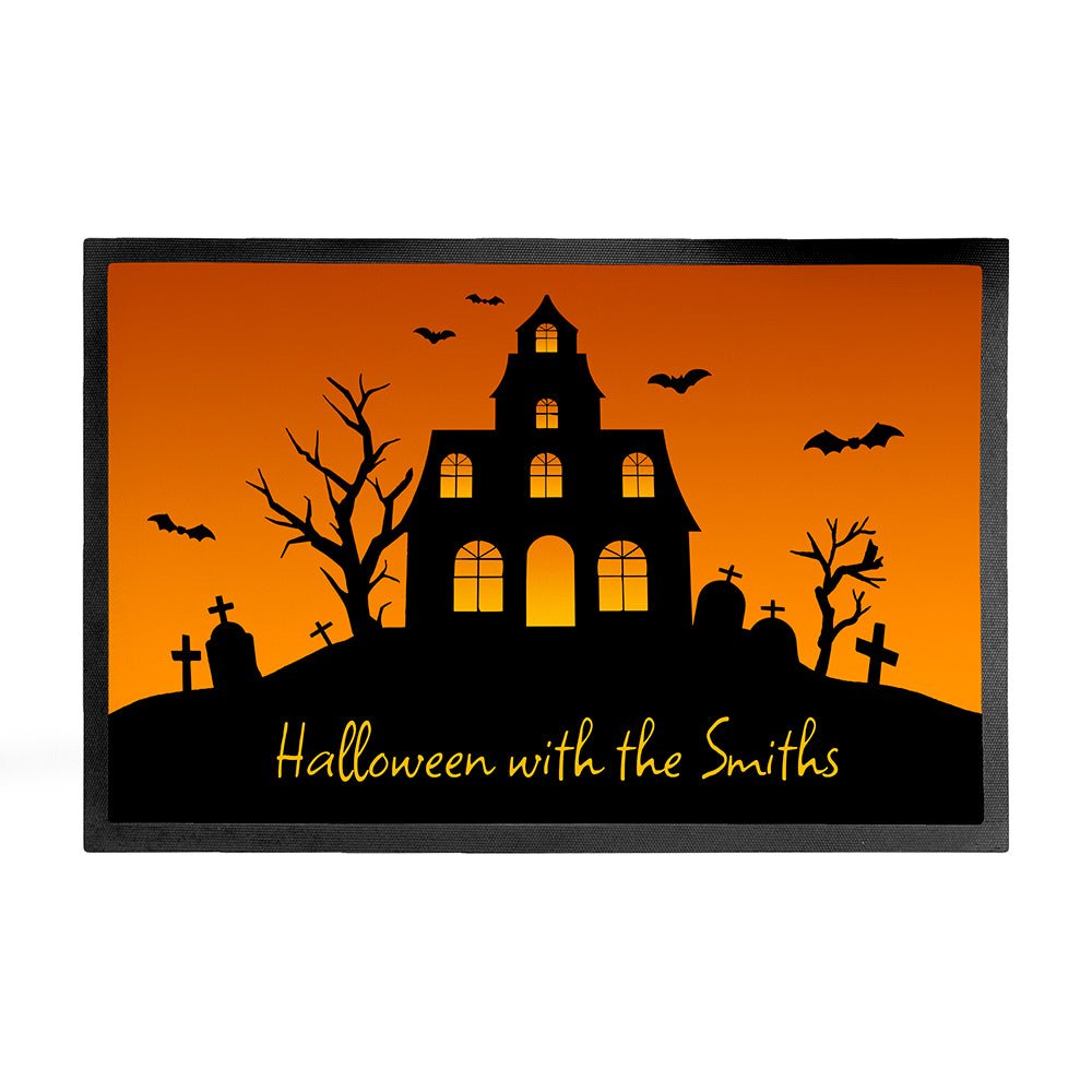 Personalised Halloween Spooky House Indoor Doormat - Engraved Memories