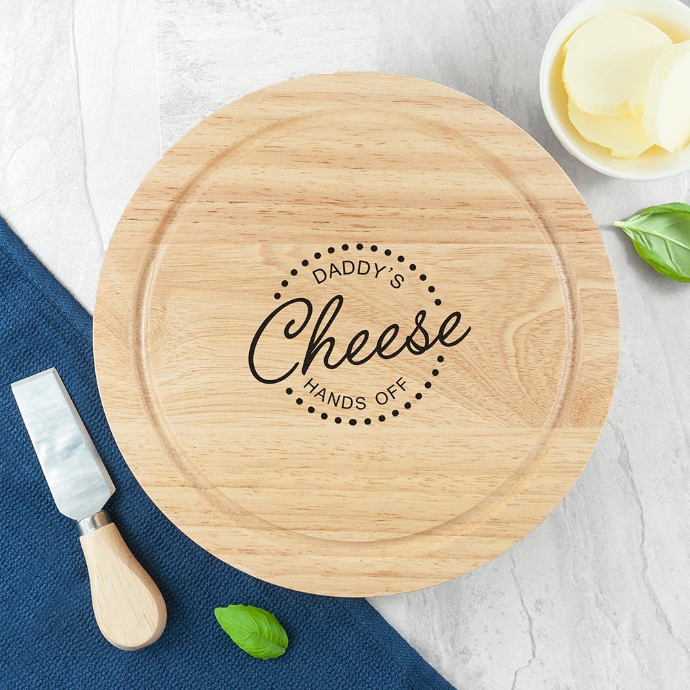 Personalised 'Hands Off' Cheese Board Set - Engraved Memories