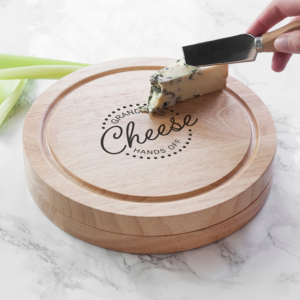 Personalised 'Hands Off' Cheese Board Set - Engraved Memories