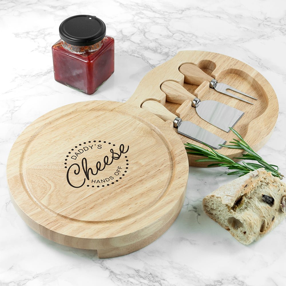 Personalised 'Hands Off' Cheese Board Set - Engraved Memories