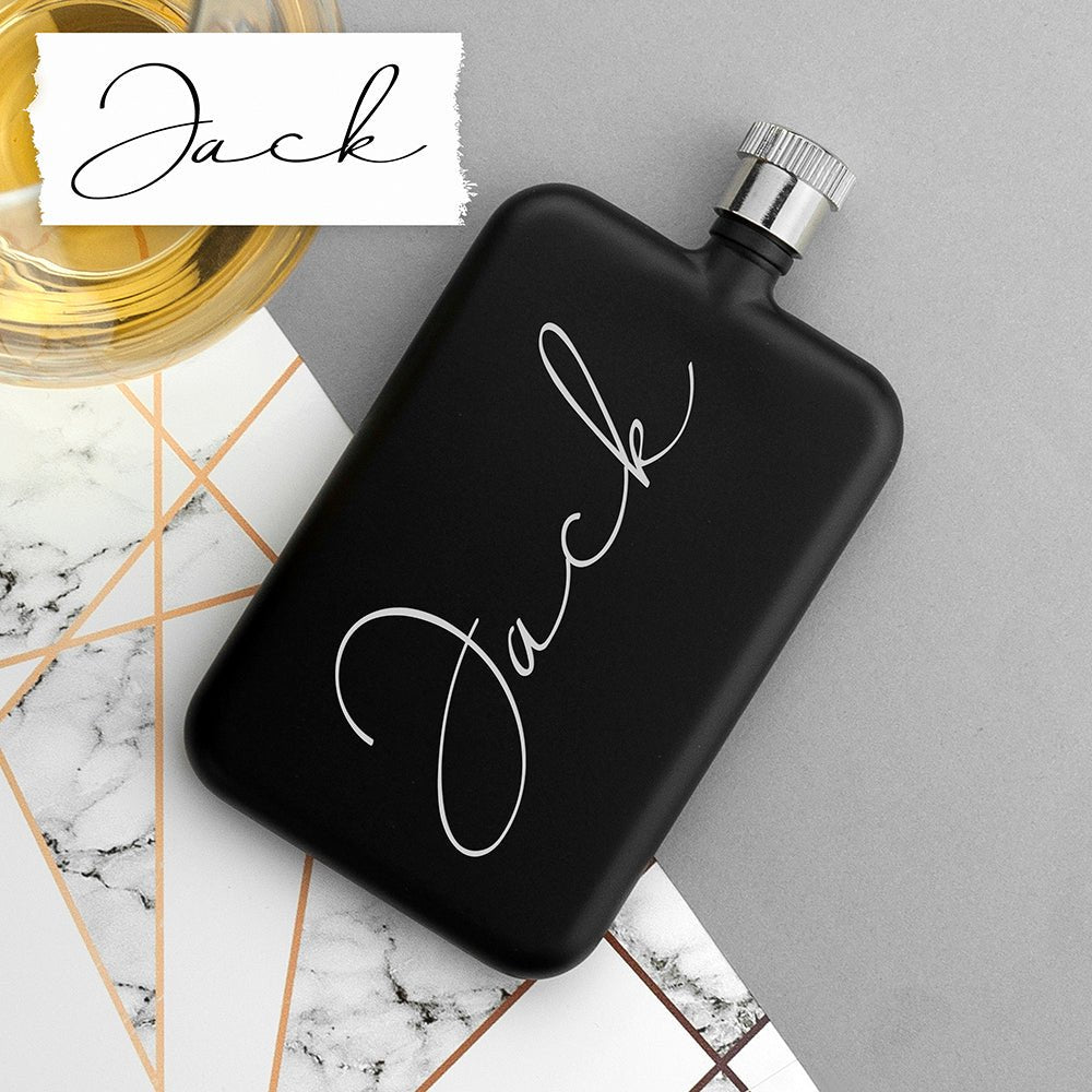 Memorial gift flask with handwritten text