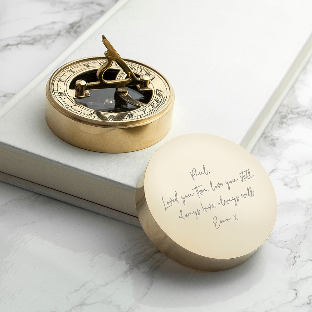 Personalised Handwriting Sundial Compass - Engraved Memories